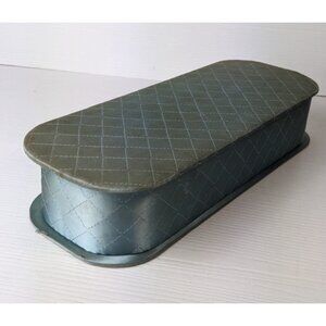 Vintage 1950s/60s Aqua Satin Quilted Vanity Storage Box blue